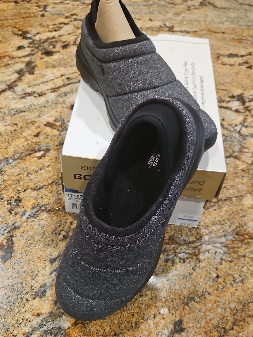 Skechers Women's Charcoal Quilted Slip-On Comfort Shoes